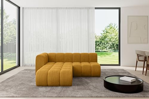 ALTDECOR Modulares Sofa Ecksofa in L-Form Corner modular Sofa Eckcouch Couch Wohnlandschaft Cauchsofa Bodensofa Polstersofa Darnel-L1-205x177x70 cm Senfgelb von ALTDECOR