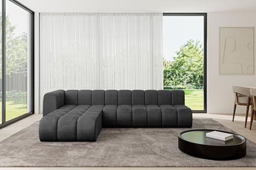 ALTDECOR Modulares Sofa Ecksofa in L-Form Corner modular Sofa Eckcouch Couch Wohnlandschaft Cauchsofa Bodensofa Polstersofa Darnel-L2-296x177x70 cm Schwarz von ALTDECOR