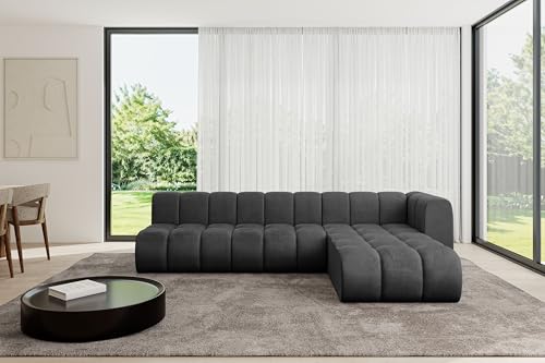 ALTDECOR Modulares Sofa Ecksofa in L-Form Corner modular Sofa Eckcouch Couch Wohnlandschaft Cauchsofa Bodensofa Polstersofa Darnel-L2-296x177x70 cm Schwarz von ALTDECOR