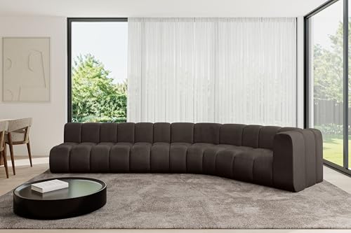 ALTDECOR Modulares Sofa Ecksofa in L-Form Corner modular Sofa Eckcouch Couch Wohnlandschaft Cauchsofa Bodensofa Polstersofa Karex-L2-399x194x70 cm Braun von ALTDECOR