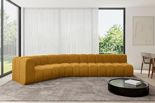 ALTDECOR Modulares Sofa Ecksofa in L-Form Corner modular Sofa Eckcouch Couch Wohnlandschaft Cauchsofa Bodensofa Polstersofa Karex-L2-399x194x70 cm Senfgelb von ALTDECOR