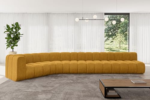 ALTDECOR Modulares Sofa Ecksofa in L-Form Corner modular Sofa Eckcouch Couch Wohnlandschaft Cauchsofa Bodensofa Polstersofa Karex-L3-490x194x70 cm Senfgelb von ALTDECOR