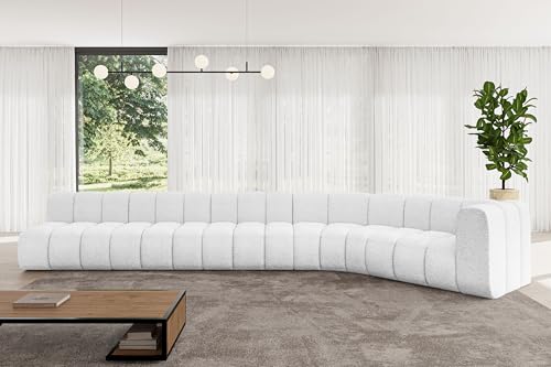 ALTDECOR Modulares Sofa Ecksofa in L-Form Corner modular Sofa Eckcouch Couch Wohnlandschaft Cauchsofa Bodensofa Polstersofa Karex-L3-490x194x70 cm Weiß von ALTDECOR