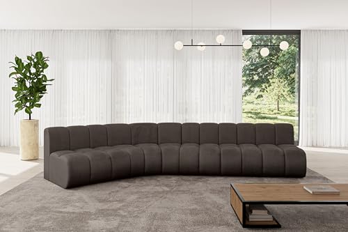 ALTDECOR Modulares Sofa Ecksofa in L-Form Corner modular Sofa Eckcouch Couch Wohnlandschaft Cauchsofa Bodensofa Polstersofa Montra-L2-381x174x70 cm Braun von ALTDECOR
