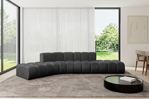 ALTDECOR Modulares Sofa Ecksofa in L-Form Corner modular Sofa Eckcouch Couch Wohnlandschaft Cauchsofa Bodensofa Polstersofa Solven-L1-380x174x70 cm Schwarz von ALTDECOR