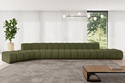 ALTDECOR Modulares Sofa Ecksofa in L-Form Corner modular Sofa Eckcouch Couch Wohnlandschaft Cauchsofa Bodensofa Polstersofa Solven-L3-562x174x70 cm Grün von ALTDECOR
