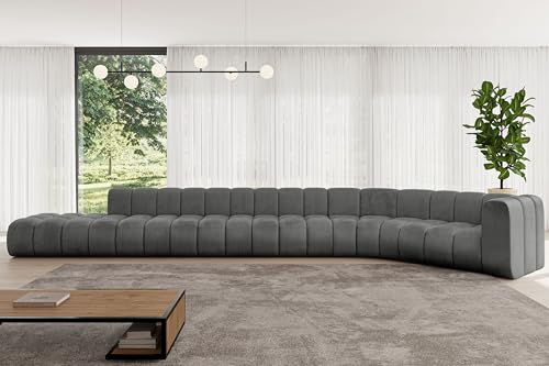 ALTDECOR Modulares Sofa Ecksofa in L-Form Corner modular Sofa Eckcouch Couch Wohnlandschaft Cauchsofa Bodensofa Polstersofa Tilmo-L3-581x194x70 cm Dunkelgrau von ALTDECOR