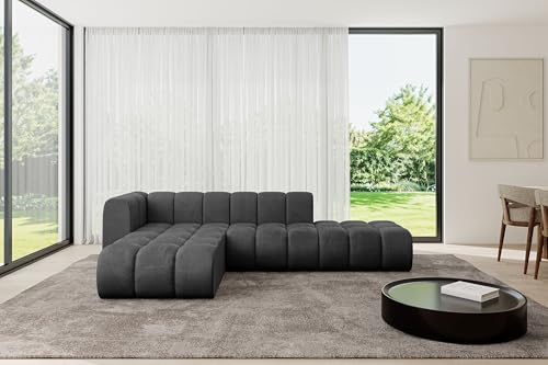 ALTDECOR Modulares Sofa Ecksofa in L-Form Corner modular Sofa Eckcouch Couch Wohnlandschaft Cauchsofa Bodensofa Polstersofa Zuvon-L1-296x177x70 cm Schwarz von ALTDECOR