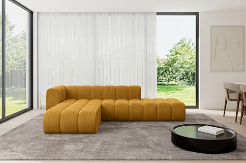 ALTDECOR Modulares Sofa Ecksofa in L-Form Corner modular Sofa Eckcouch Couch Wohnlandschaft Cauchsofa Bodensofa Polstersofa Zuvon-L1-296x177x70 cm Senfgelb von ALTDECOR