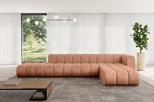 ALTDECOR Modulares Sofa Ecksofa in L-Form Corner modular Sofa Eckcouch Couch Wohnlandschaft Cauchsofa Bodensofa Polstersofa Zuvon-L2-387x177x70 cm Apricot von ALTDECOR