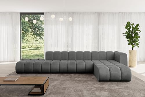 ALTDECOR Modulares Sofa Ecksofa in L-Form Corner modular Sofa Eckcouch Couch Wohnlandschaft Cauchsofa Bodensofa Polstersofa Zuvon-L2-387x177x70 cm Dunkelgrau von ALTDECOR