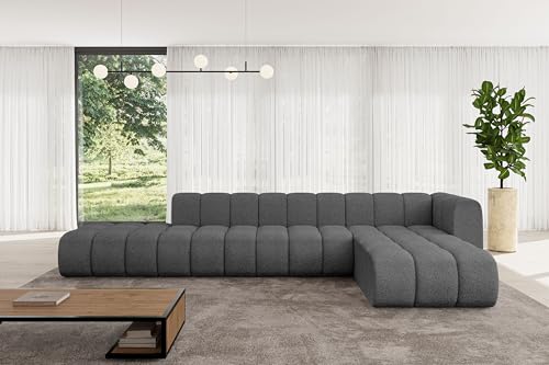 ALTDECOR Modulares Sofa Ecksofa in L-Form Corner modular Sofa Eckcouch Couch Wohnlandschaft Cauchsofa Bodensofa Polstersofa Zuvon-L2-387x177x70 cm Grau von ALTDECOR