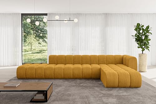 ALTDECOR Modulares Sofa Ecksofa in L-Form Corner modular Sofa Eckcouch Couch Wohnlandschaft Cauchsofa Bodensofa Polstersofa Zuvon-L2-387x177x70 cm Senfgelb von ALTDECOR