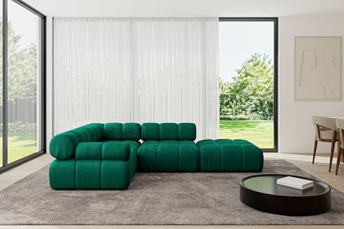 ALTDECOR Modulares Sofa Ecksofa in L-Form Corner modular Sofa Eckcouch Couch Wohnlandschaft Cauchsofa Polstersofa Felto-L1-285x190x70 cm Dunkelgrün von ALTDECOR