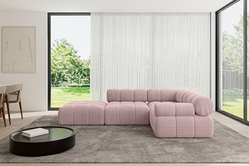 ALTDECOR Modulares Sofa Ecksofa in L-Form Corner modular Sofa Eckcouch Couch Wohnlandschaft Cauchsofa Polstersofa Felto-L1-285x190x70 cm Rosa von ALTDECOR