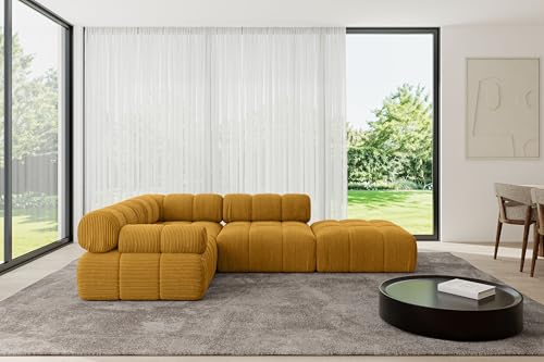 ALTDECOR Modulares Sofa Ecksofa in L-Form Corner modular Sofa Eckcouch Couch Wohnlandschaft Cauchsofa Polstersofa Felto-L1-285x190x70 cm Senfgelb von ALTDECOR