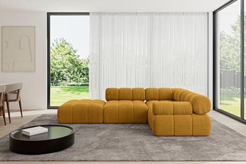 ALTDECOR Modulares Sofa Ecksofa in L-Form Corner modular Sofa Eckcouch Couch Wohnlandschaft Cauchsofa Polstersofa Felto-L1-285x190x70 cm Senfgelb von ALTDECOR