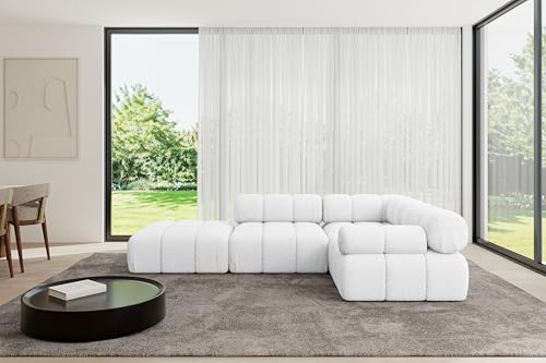 ALTDECOR Modulares Sofa Ecksofa in L-Form Corner modular Sofa Eckcouch Couch Wohnlandschaft Cauchsofa Polstersofa Felto-L1-285x190x70 cm Weiß von ALTDECOR