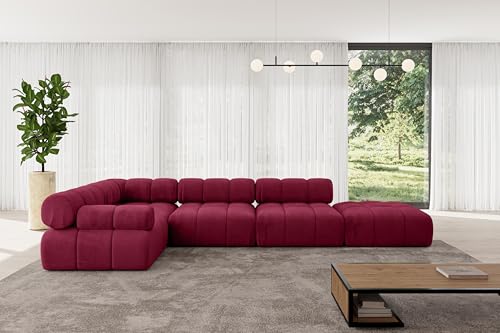ALTDECOR Modulares Sofa Ecksofa in L-Form Corner modular Sofa Eckcouch Couch Wohnlandschaft Cauchsofa Polstersofa Felto-L2-380x190x70 cm Bordeauxrot von ALTDECOR