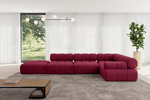 ALTDECOR Modulares Sofa Ecksofa in L-Form Corner modular Sofa Eckcouch Couch Wohnlandschaft Cauchsofa Polstersofa Felto-L2-380x190x70 cm Bordeauxrot von ALTDECOR