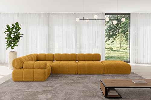 ALTDECOR Modulares Sofa Ecksofa in L-Form Corner modular Sofa Eckcouch Couch Wohnlandschaft Cauchsofa Polstersofa Felto-L2-380x190x70 cm Senfgelb von ALTDECOR