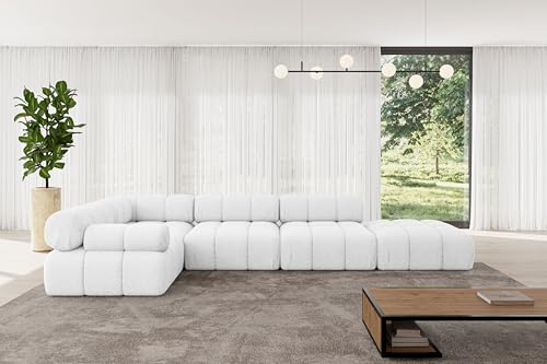 ALTDECOR Modulares Sofa Ecksofa in L-Form Corner modular Sofa Eckcouch Couch Wohnlandschaft Cauchsofa Polstersofa Felto-L2-380x190x70 cm Weiß von ALTDECOR