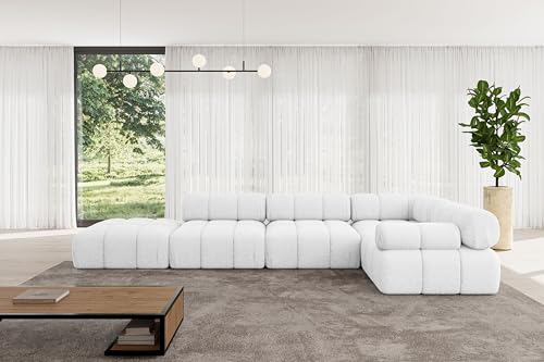 ALTDECOR Modulares Sofa Ecksofa in L-Form Corner modular Sofa Eckcouch Couch Wohnlandschaft Cauchsofa Polstersofa Felto-L2-380x190x70 cm Weiß von ALTDECOR