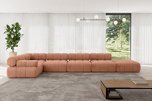 ALTDECOR Modulares Sofa Ecksofa in L-Form Corner modular Sofa Eckcouch Couch Wohnlandschaft Cauchsofa Polstersofa Felto-L3-475x190x70 cm Apricot von ALTDECOR