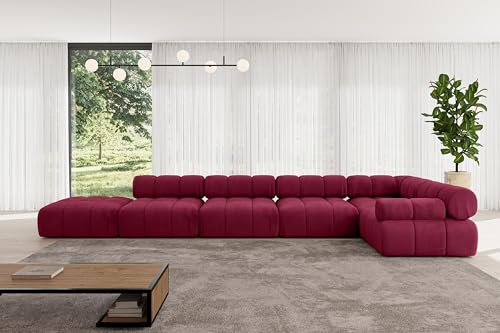 ALTDECOR Modulares Sofa Ecksofa in L-Form Corner modular Sofa Eckcouch Couch Wohnlandschaft Cauchsofa Polstersofa Felto-L3-475x190x70 cm Bordeauxrot von ALTDECOR