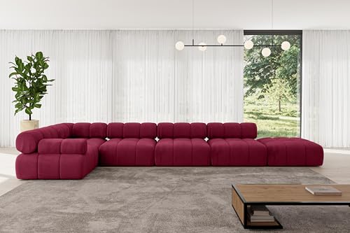 ALTDECOR Modulares Sofa Ecksofa in L-Form Corner modular Sofa Eckcouch Couch Wohnlandschaft Cauchsofa Polstersofa Felto-L3-475x190x70 cm Bordeauxrot von ALTDECOR
