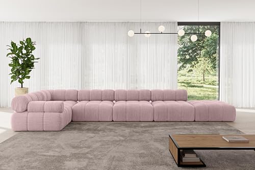 ALTDECOR Modulares Sofa Ecksofa in L-Form Corner modular Sofa Eckcouch Couch Wohnlandschaft Cauchsofa Polstersofa Felto-L3-475x190x70 cm Rosa von ALTDECOR