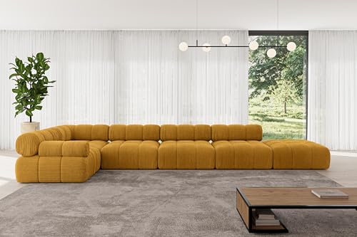 ALTDECOR Modulares Sofa Ecksofa in L-Form Corner modular Sofa Eckcouch Couch Wohnlandschaft Cauchsofa Polstersofa Felto-L3-475x190x70 cm Senfgelb von ALTDECOR