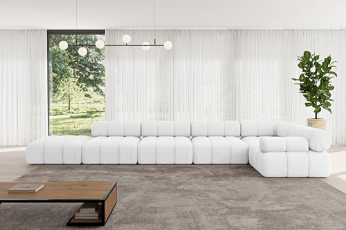ALTDECOR Modulares Sofa Ecksofa in L-Form Corner modular Sofa Eckcouch Couch Wohnlandschaft Cauchsofa Polstersofa Felto-L3-475x190x70 cm Weiß von ALTDECOR