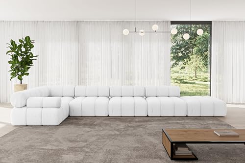ALTDECOR Modulares Sofa Ecksofa in L-Form Corner modular Sofa Eckcouch Couch Wohnlandschaft Cauchsofa Polstersofa Felto-L3-475x190x70 cm Weiß von ALTDECOR