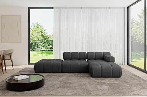 ALTDECOR Modulares Sofa Ecksofa in L-Form Corner modular Sofa Eckcouch Couch Wohnlandschaft Cauchsofa Polstersofa Lizur-L1-285x160x70 cm Schwarz von ALTDECOR
