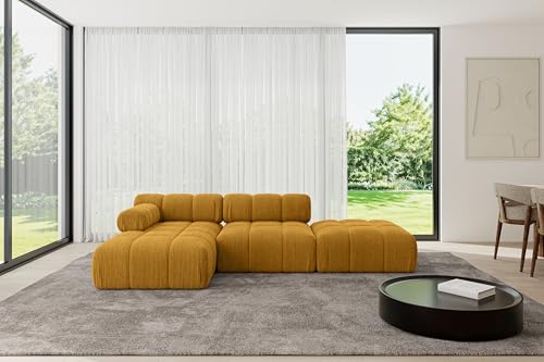 ALTDECOR Modulares Sofa Ecksofa in L-Form Corner modular Sofa Eckcouch Couch Wohnlandschaft Cauchsofa Polstersofa Lizur-L1-285x160x70 cm Senfgelb von ALTDECOR