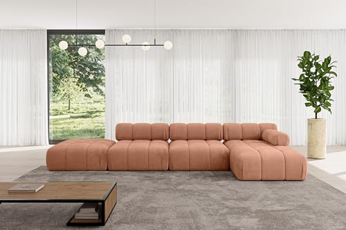 ALTDECOR Modulares Sofa Ecksofa in L-Form Corner modular Sofa Eckcouch Couch Wohnlandschaft Cauchsofa Polstersofa Lizur-L2-380x160x70 cm Apricot von ALTDECOR