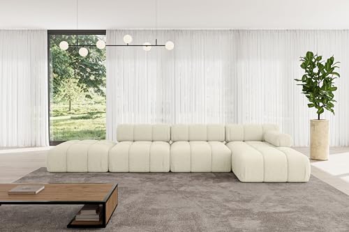 ALTDECOR Modulares Sofa Ecksofa in L-Form Corner modular Sofa Eckcouch Couch Wohnlandschaft Cauchsofa Polstersofa Lizur-L2-380x160x70 cm Beige von ALTDECOR