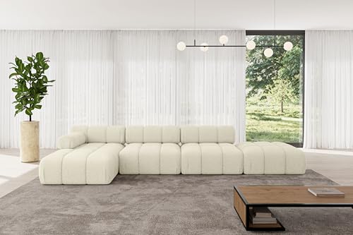 ALTDECOR Modulares Sofa Ecksofa in L-Form Corner modular Sofa Eckcouch Couch Wohnlandschaft Cauchsofa Polstersofa Lizur-L2-380x160x70 cm Beige von ALTDECOR