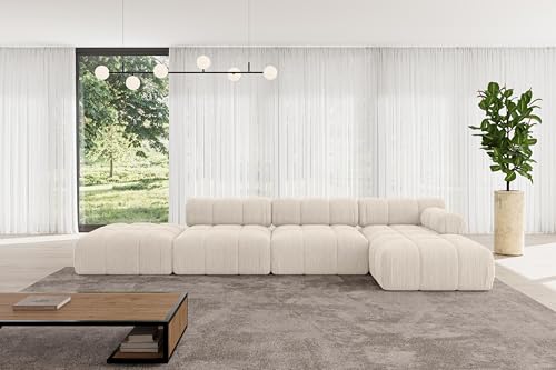 ALTDECOR Modulares Sofa Ecksofa in L-Form Corner modular Sofa Eckcouch Couch Wohnlandschaft Cauchsofa Polstersofa Lizur-L2-380x160x70 cm Beige von ALTDECOR