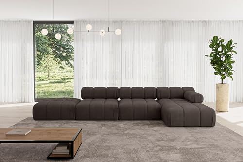ALTDECOR Modulares Sofa Ecksofa in L-Form Corner modular Sofa Eckcouch Couch Wohnlandschaft Cauchsofa Polstersofa Lizur-L2-380x160x70 cm Braun von ALTDECOR