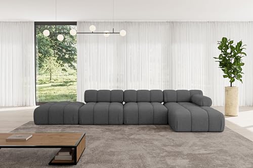 ALTDECOR Modulares Sofa Ecksofa in L-Form Corner modular Sofa Eckcouch Couch Wohnlandschaft Cauchsofa Polstersofa Lizur-L2-380x160x70 cm Grau von ALTDECOR