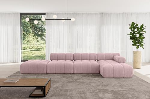 ALTDECOR Modulares Sofa Ecksofa in L-Form Corner modular Sofa Eckcouch Couch Wohnlandschaft Cauchsofa Polstersofa Lizur-L2-380x160x70 cm Rosa von ALTDECOR