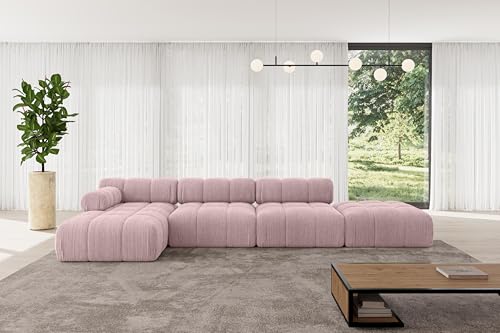 ALTDECOR Modulares Sofa Ecksofa in L-Form Corner modular Sofa Eckcouch Couch Wohnlandschaft Cauchsofa Polstersofa Lizur-L2-380x160x70 cm Rosa von ALTDECOR