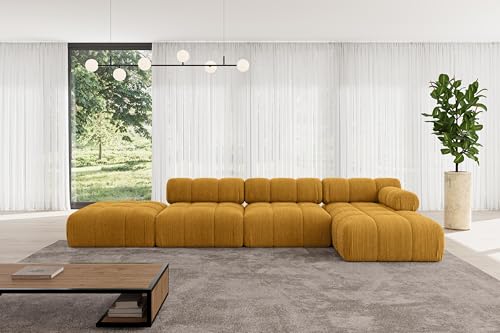 ALTDECOR Modulares Sofa Ecksofa in L-Form Corner modular Sofa Eckcouch Couch Wohnlandschaft Cauchsofa Polstersofa Lizur-L2-380x160x70 cm Senfgelb von ALTDECOR