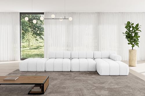 ALTDECOR Modulares Sofa Ecksofa in L-Form Corner modular Sofa Eckcouch Couch Wohnlandschaft Cauchsofa Polstersofa Lizur-L2-380x160x70 cm Weiß von ALTDECOR