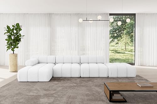 ALTDECOR Modulares Sofa Ecksofa in L-Form Corner modular Sofa Eckcouch Couch Wohnlandschaft Cauchsofa Polstersofa Lizur-L2-380x160x70 cm Weiß von ALTDECOR