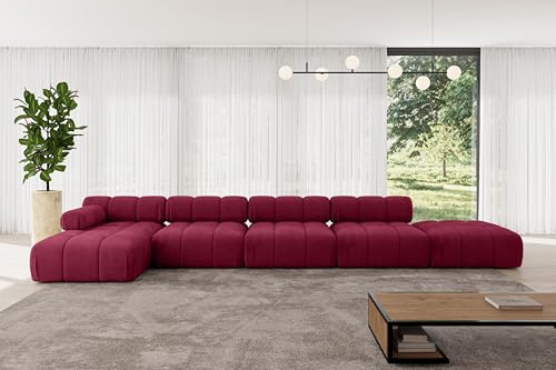 ALTDECOR Modulares Sofa Ecksofa in L-Form Corner modular Sofa Eckcouch Couch Wohnlandschaft Cauchsofa Polstersofa Lizur-L3-475x160x70 cm Bordeauxrot von ALTDECOR
