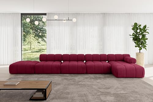 ALTDECOR Modulares Sofa Ecksofa in L-Form Corner modular Sofa Eckcouch Couch Wohnlandschaft Cauchsofa Polstersofa Lizur-L3-475x160x70 cm Bordeauxrot von ALTDECOR