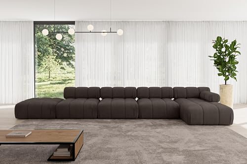 ALTDECOR Modulares Sofa Ecksofa in L-Form Corner modular Sofa Eckcouch Couch Wohnlandschaft Cauchsofa Polstersofa Lizur-L3-475x160x70 cm Braun von ALTDECOR